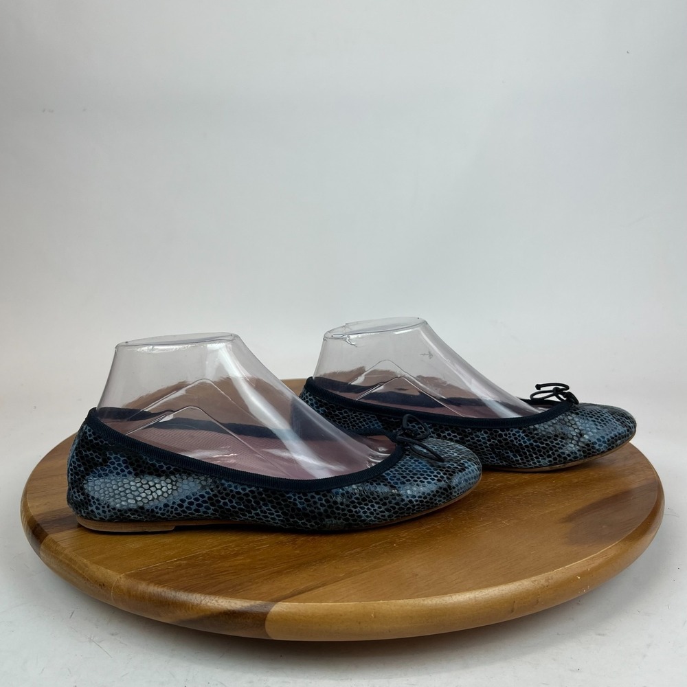 Womens Ann Mashburn‎ Blue Snake Print Leather Ballet Shoes Flats Size EU 38 US 8